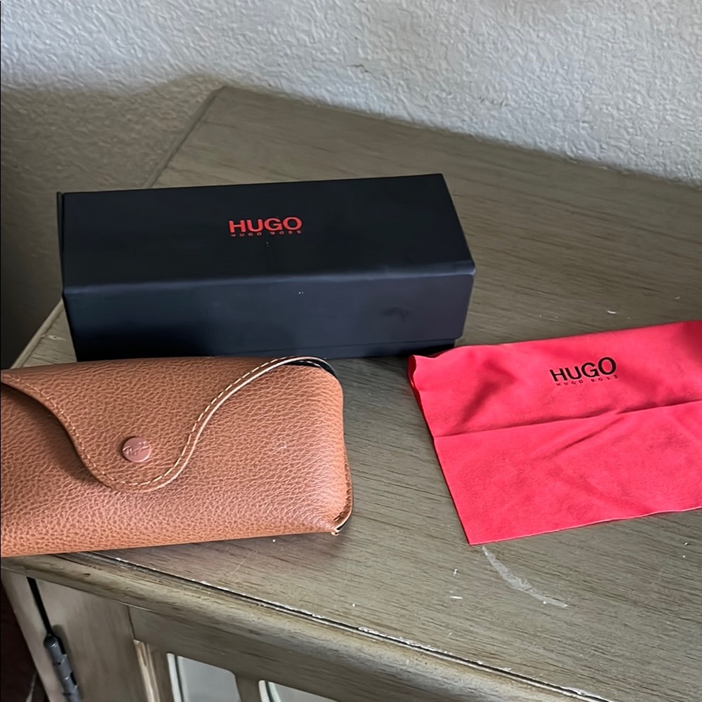 HUGO Boss case and Ray Ban sunglasses Brown Leather case